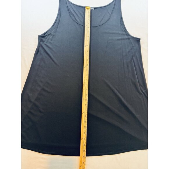 SOLD Eileen Fisher Tank Top Size XL 100% Silk $98 Black Scoop Neck Stretch - Picture 8 of 11